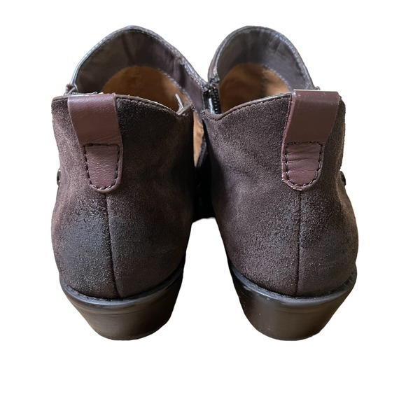 Sofft Vinton Chocolte Brown Suede Booties Boots Size Zip Western Heel Size 8.5 - Picture 4 of 9